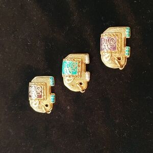 3  Elephant pins Gold Tone